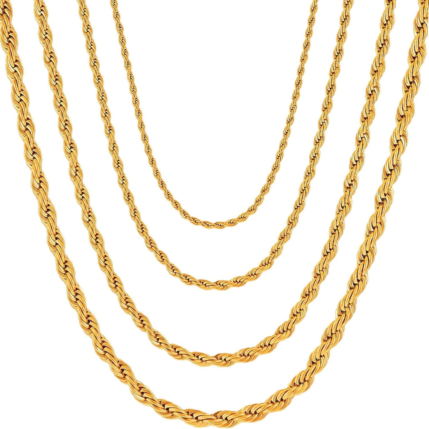 OSTAN 2 MM 3 MM 4 MM 5MM Collar de Cuerda torcida Collar de Cadena de Acero Inoxidable Hombres Mujeres Joyería