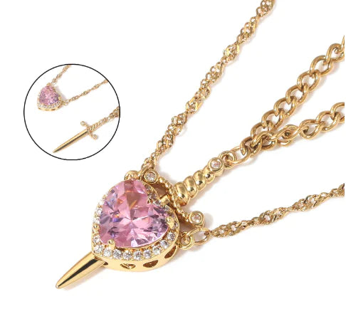 Collar en capas de corazón y espada de Sorella
