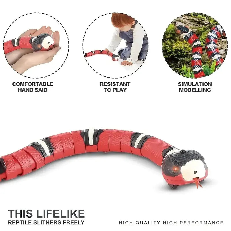 Juguete interactivo con forma de serpiente y carga USB para gatos y perros: ¡diversión sin límites!