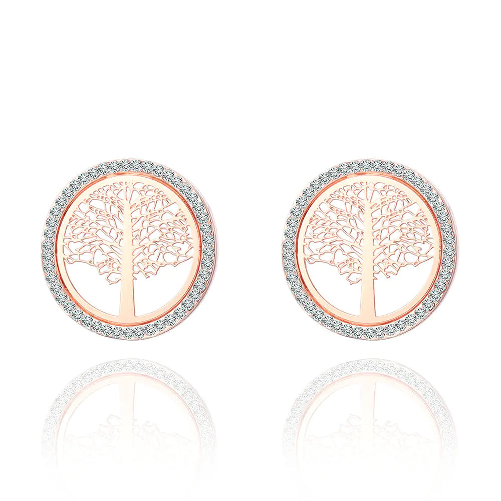 Pendientes árbol de la vida en acero inoxidable