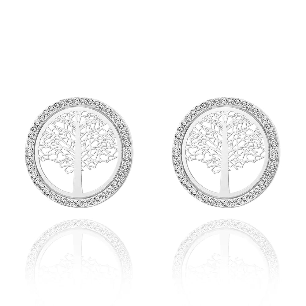 Pendientes árbol de la vida en acero inoxidable