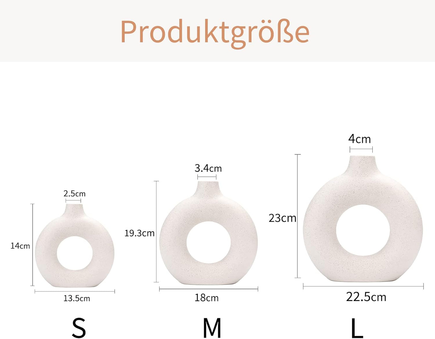 decoración Moderna para el hogar, jarrón Hecho a Mano, Flores secas de cerámica Blanca, Adornos artesanales para Oficina, decoración del hogar, Juego de jarrones (S, Beige)