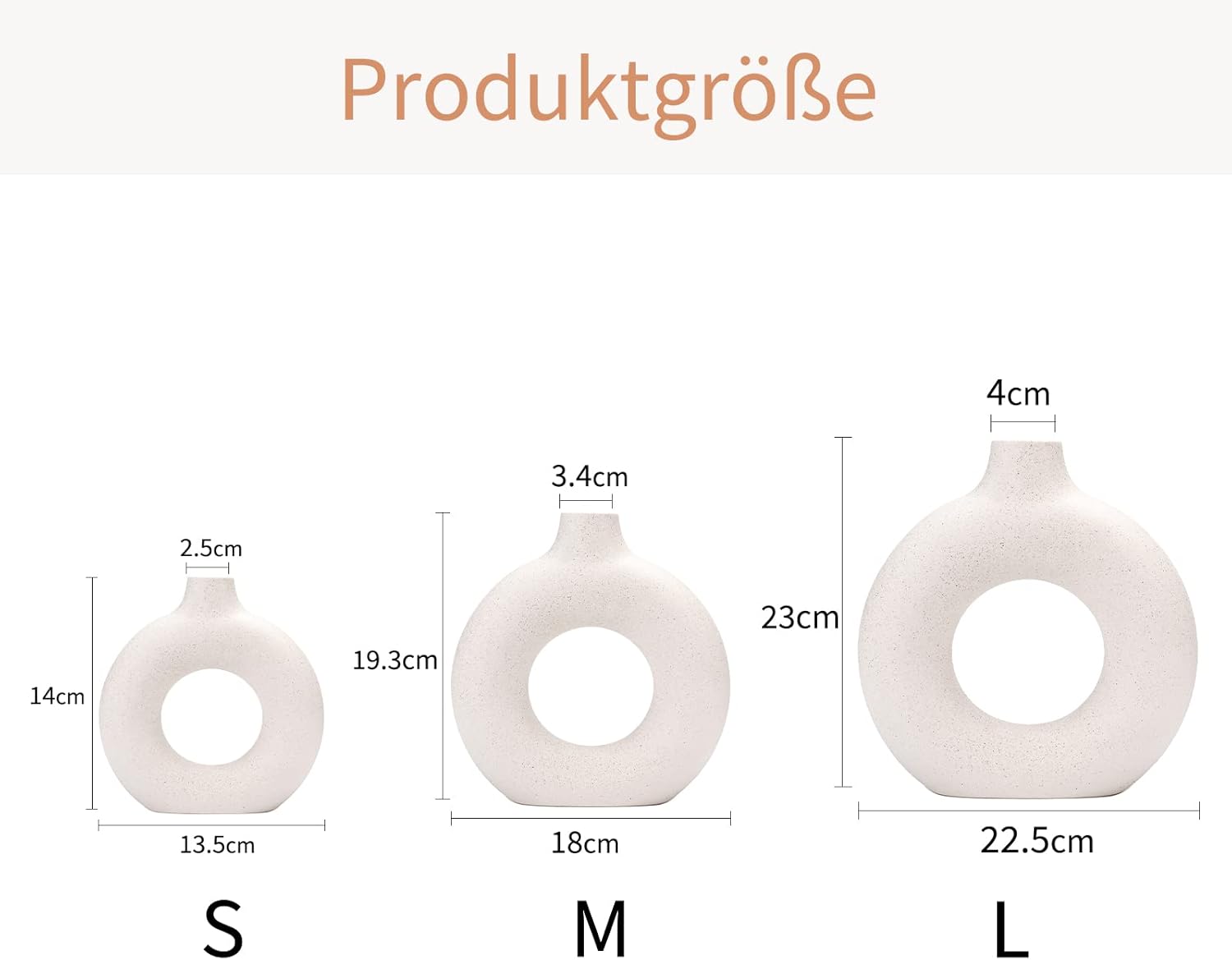 decoración Moderna para el hogar, jarrón Hecho a Mano, Flores secas de cerámica Blanca, Adornos artesanales para Oficina, decoración del hogar, Juego de jarrones (S, Beige)