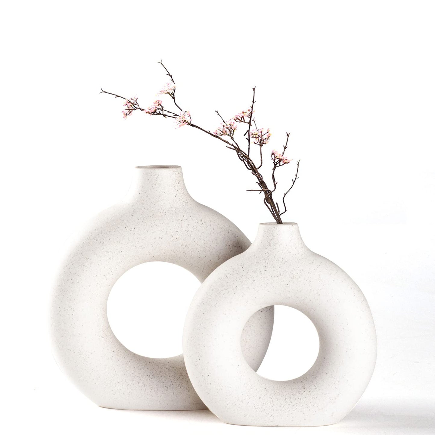 decoración Moderna para el hogar, jarrón Hecho a Mano, Flores secas de cerámica Blanca, Adornos artesanales para Oficina, decoración del hogar, Juego de jarrones (S, Beige)