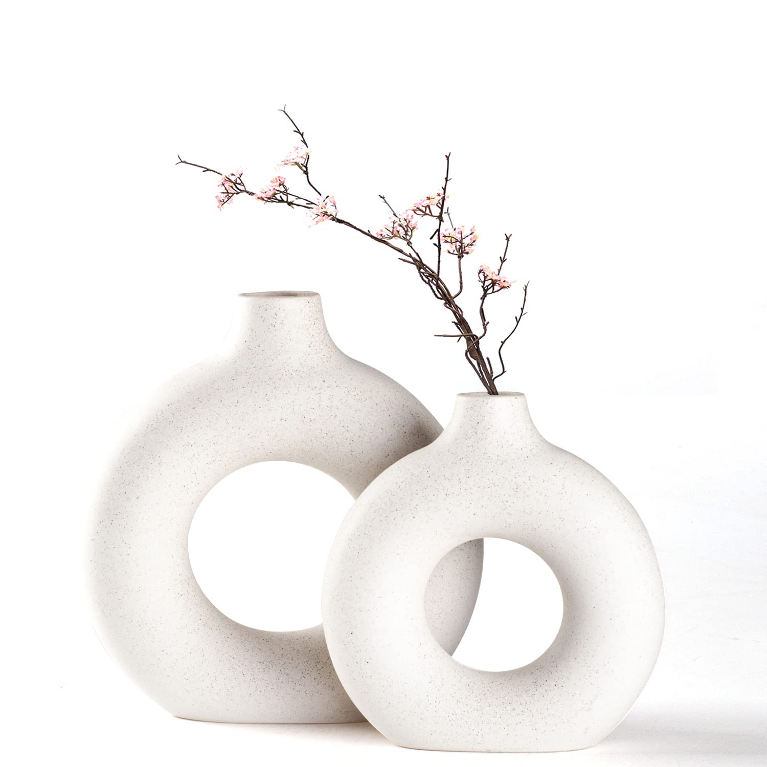 decoración Moderna para el hogar, jarrón Hecho a Mano, Flores secas de cerámica Blanca, Adornos artesanales para Oficina, decoración del hogar, Juego de jarrones (S, Beige)