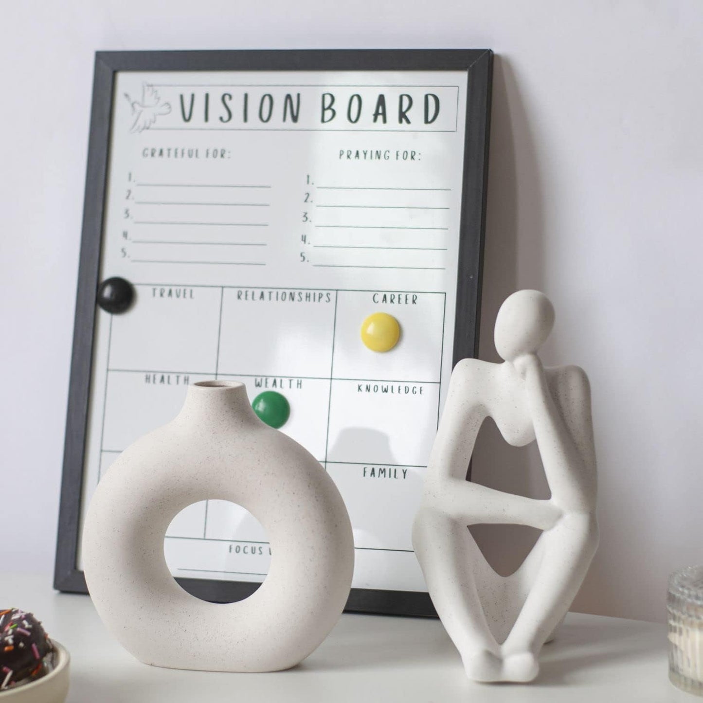 decoración Moderna para el hogar, jarrón Hecho a Mano, Flores secas de cerámica Blanca, Adornos artesanales para Oficina, decoración del hogar, Juego de jarrones (S, Beige)