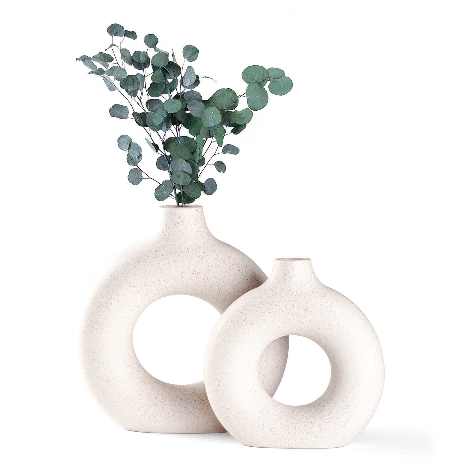 decoración Moderna para el hogar, jarrón Hecho a Mano, Flores secas de cerámica Blanca, Adornos artesanales para Oficina, decoración del hogar, Juego de jarrones (S, Beige)