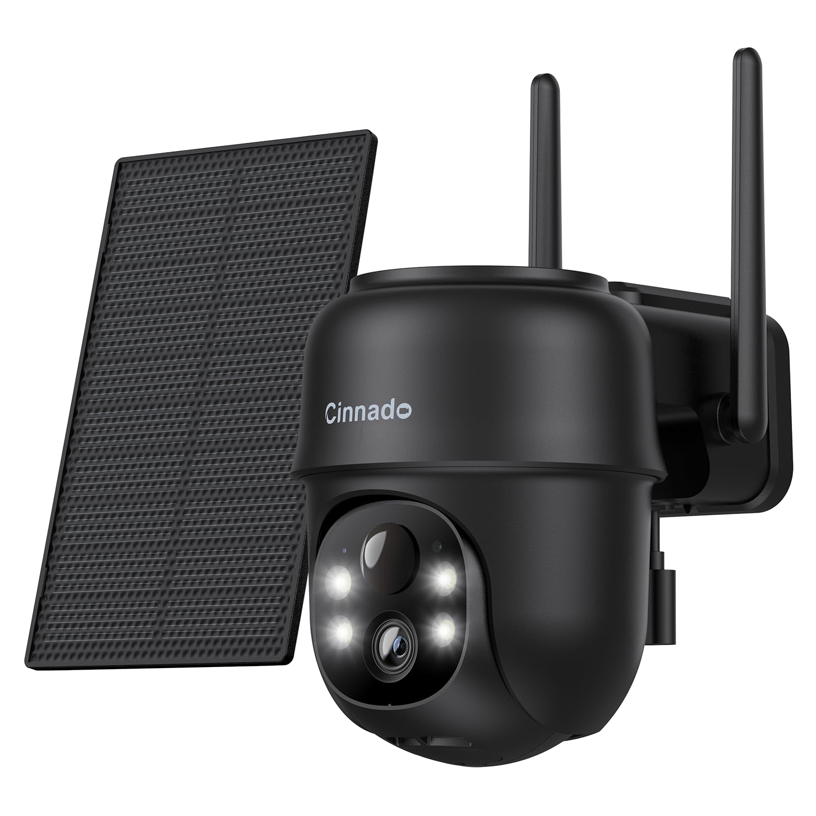 Cinnado 2K Camara Vigilancia WiFi Exterior Solar - Camaras Vigilancia Domicilio WiFi, 360° Cámara Exterior sin Cables con Bateria, PIR Sirena, Visión Nocturna Color, IP65, Blanco