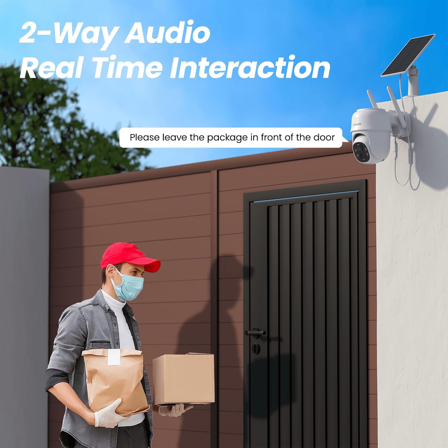Cinnado 2K Camara Vigilancia WiFi Exterior Solar - Camaras Vigilancia Domicilio WiFi, 360° Cámara Exterior sin Cables con Bateria, PIR Sirena, Visión Nocturna Color, IP65, Blanco