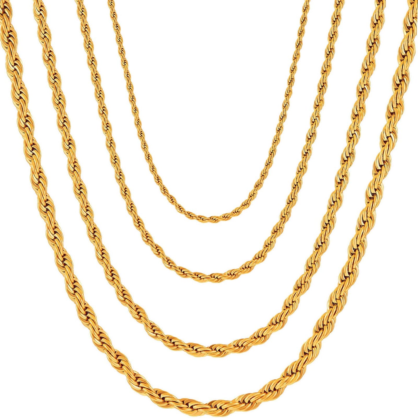 OSTAN 2 MM 3 MM 4 MM 5MM Collar de Cuerda torcida Collar de Cadena de Acero Inoxidable Hombres Mujeres Joyería