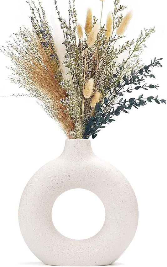 decoración Moderna para el hogar, jarrón Hecho a Mano, Flores secas de cerámica Blanca, Adornos artesanales para Oficina, decoración del hogar, Juego de jarrones (S, Beige)