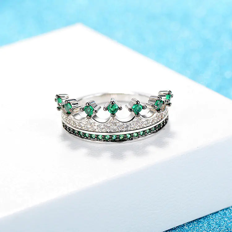 Anillo mujer en forma de corona con circonitas