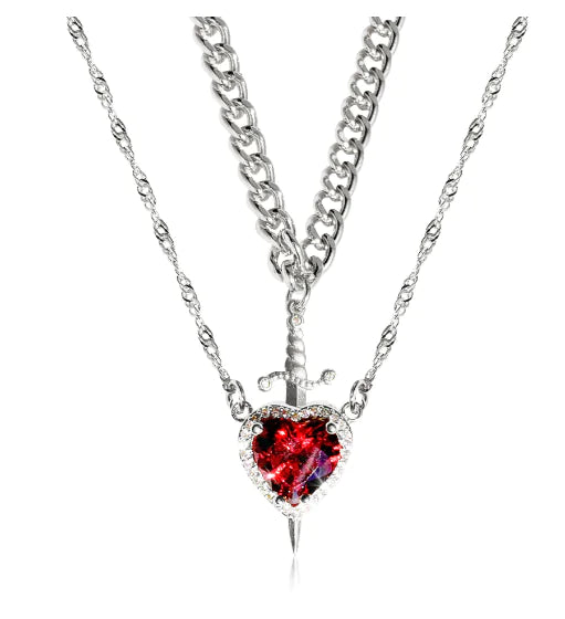 Collar en capas de corazón y espada de Sorella