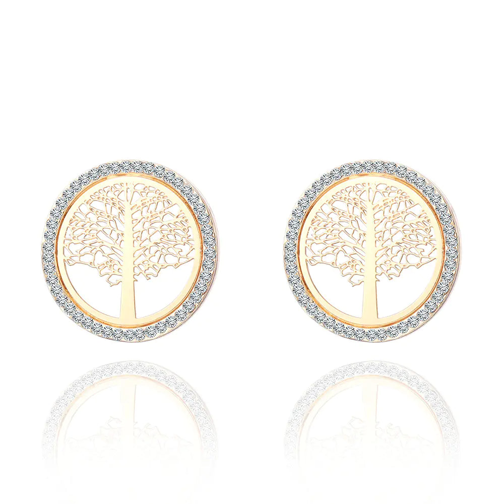 Pendientes árbol de la vida en acero inoxidable