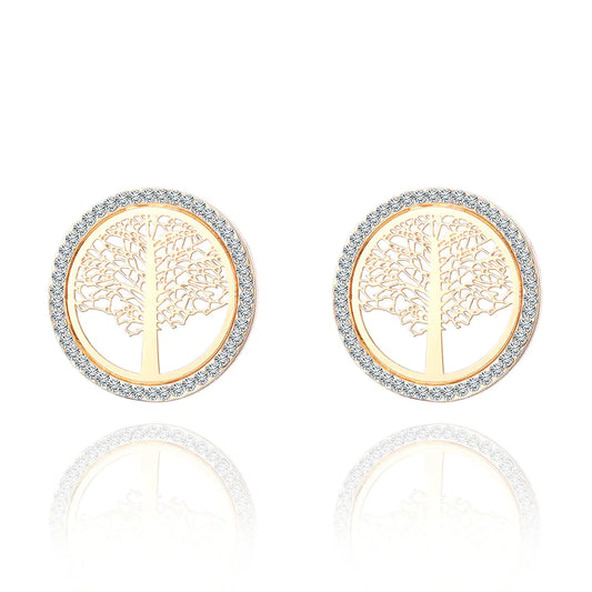 Pendientes árbol de la vida en acero inoxidable