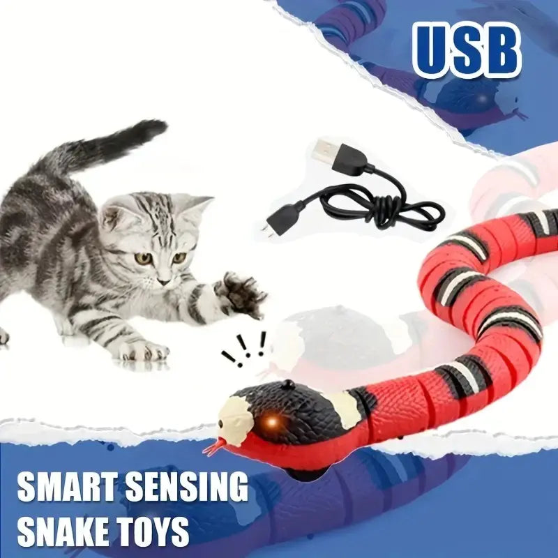 Juguete interactivo con forma de serpiente y carga USB para gatos y perros: ¡diversión sin límites!