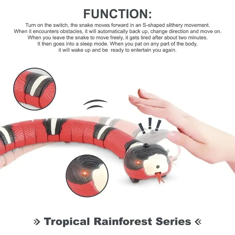 Juguete interactivo con forma de serpiente y carga USB para gatos y perros: ¡diversión sin límites!