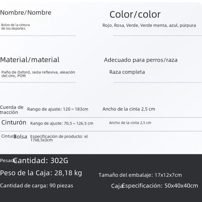 Riñonera para mascotas con correa para correr transfronteriza