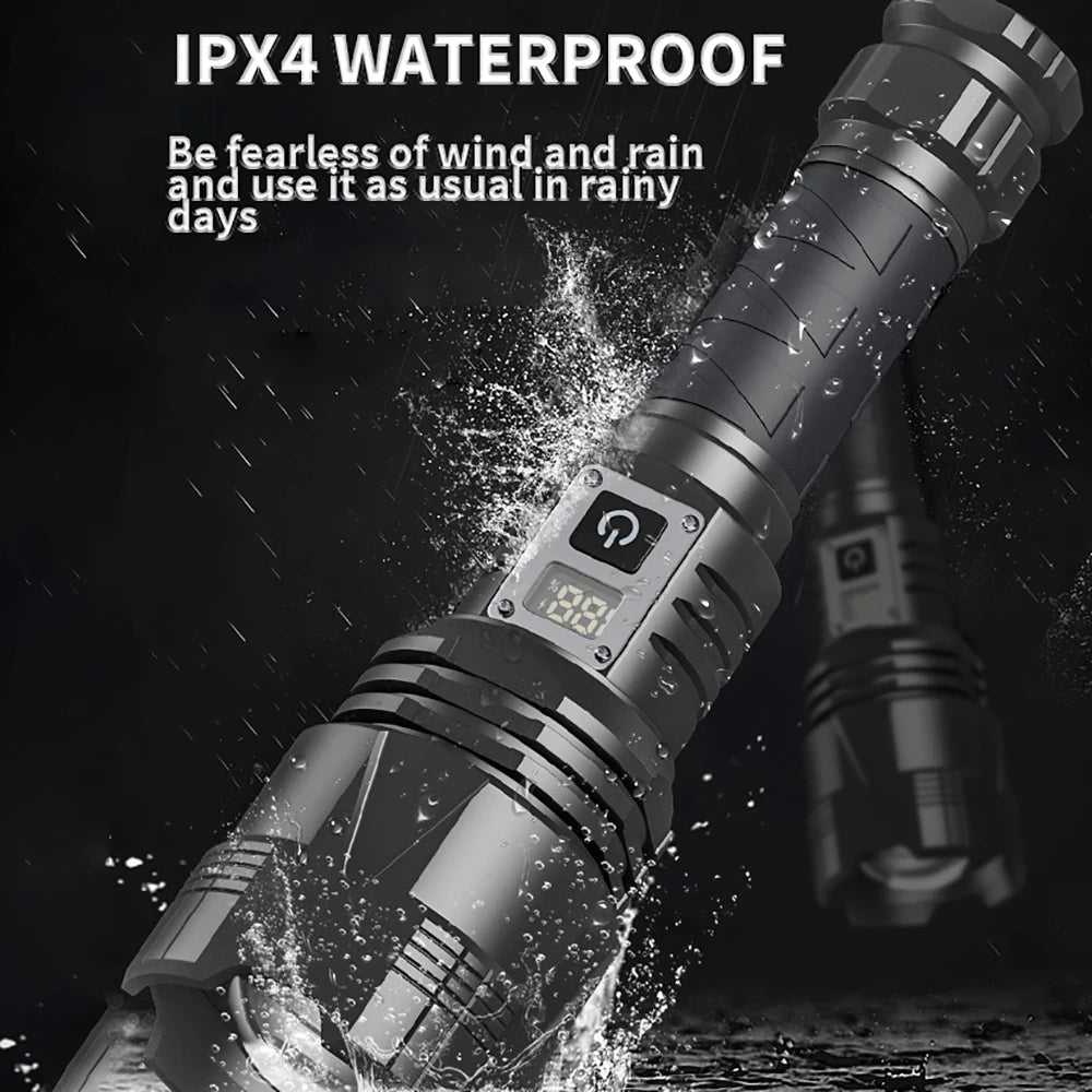 Potente linterna LED de 1000000 lúmenes, súper brillante, recargable, portátil, ultra potente, USB C