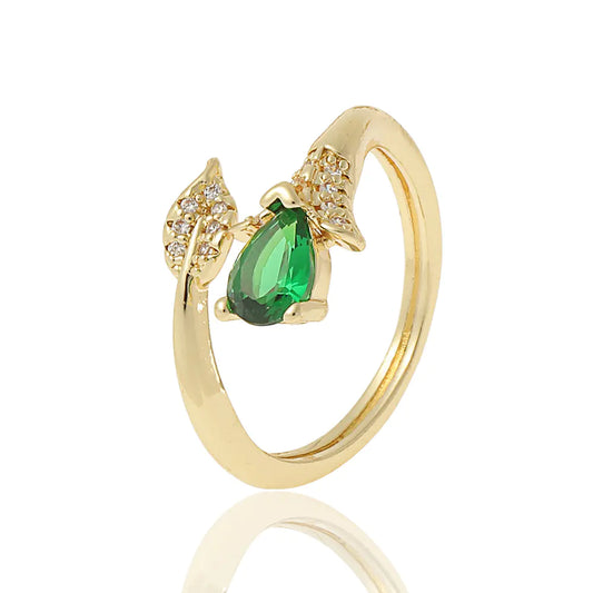 Anillo de moda de circonita con incrustaciones en oro y baño de cobre